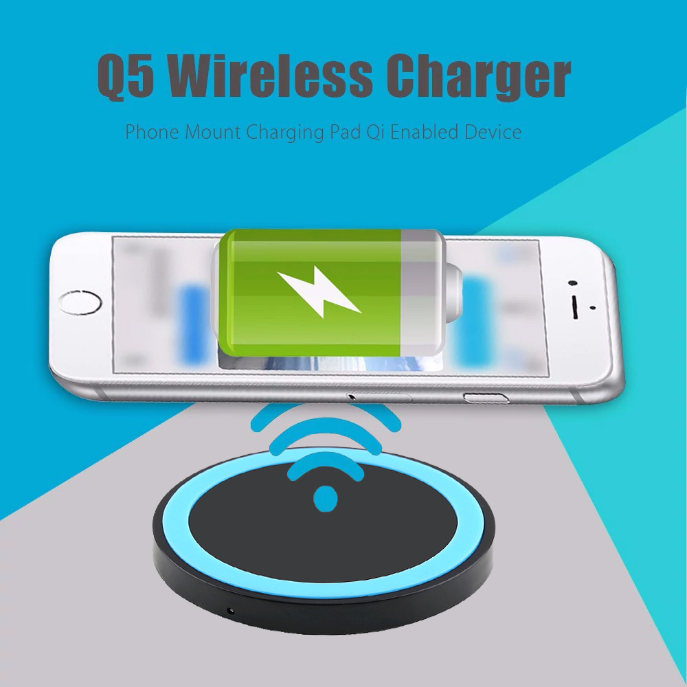 QWireless Charger Pad Qi Standard Transmitter for All Qi-enabled Devices - Black + White